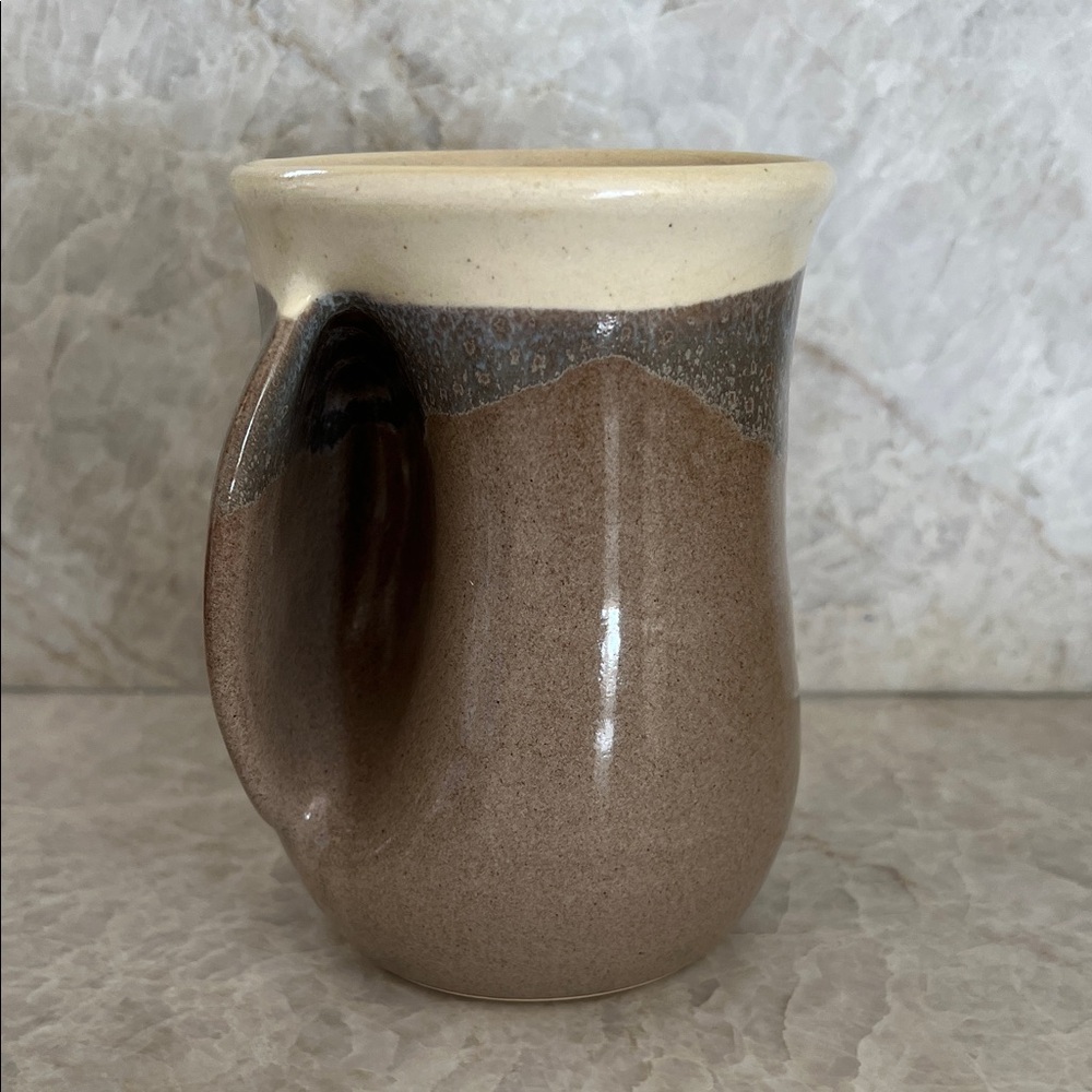 Neher left hand studio pottery Coffee Mug - Brown and Cream